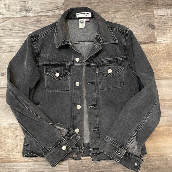 VINTAGE Black Denim American Apparel Jacket - Picture 1 of 3